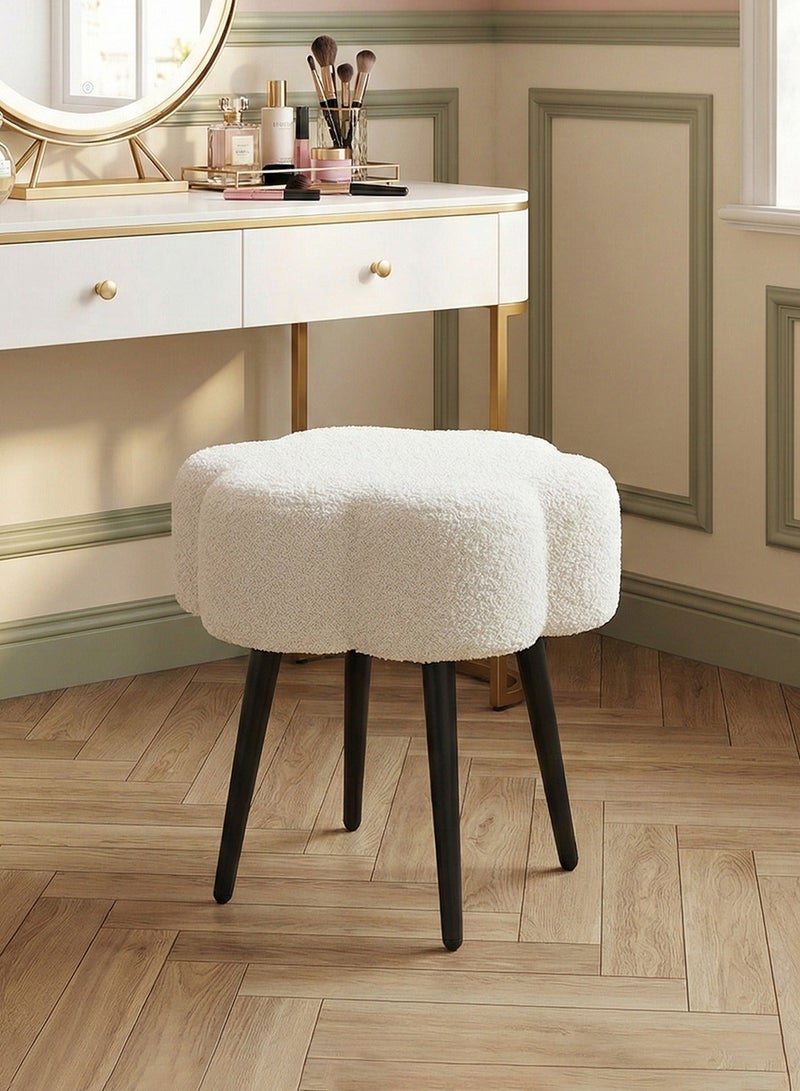Taimi Boucle Fabric Chair Elegant Cloud Design with Metal Legs, Vanity Table Chair, Bedroom Dressing Chair, Shoe Changing Chair - White - Image 2